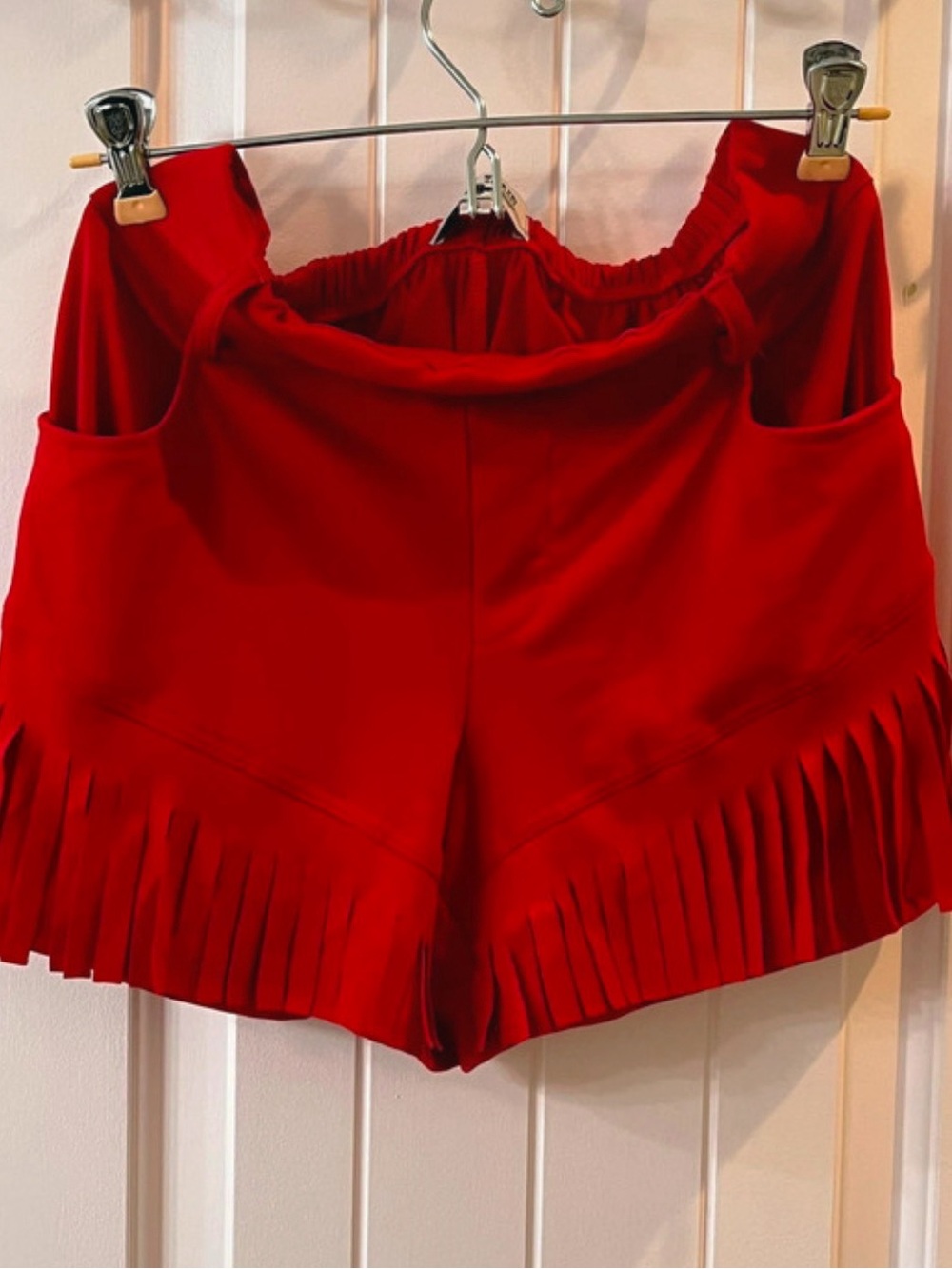 Holy Southern Chic! “Crazy Train” Red High Waist Fringe Shorts Western Boutiqe - Picture 8 of 10